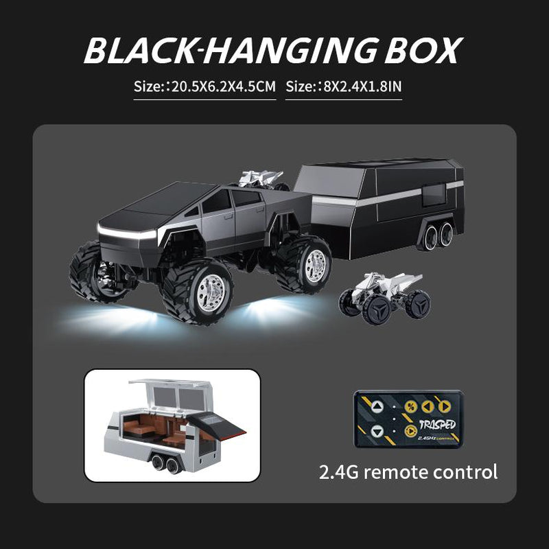Unleash Adventure with the HOTFREE 1/64 Mini RC Monster Cybertruck – All-Terrain Metal Off-Road Pickup with Trailer | Enjoy 2.4Ghz Remote & App Control | USB-C Rechargeable | Perfect Big Wheel Racing Toy for Kids, Boys, and Collectors