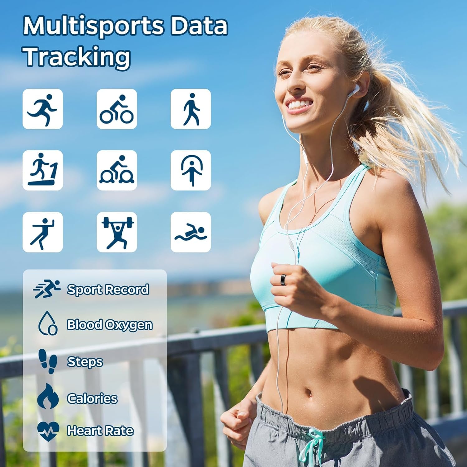 Revolutionary Smart Ring Health Tracker: Monitor Heart Rate, Sleep, and Fitness Activity with Air Gesture Control, Waterproof Design, Up to 7 Days Battery Life - Perfect for iOS & Android Users (Black, Size 10)