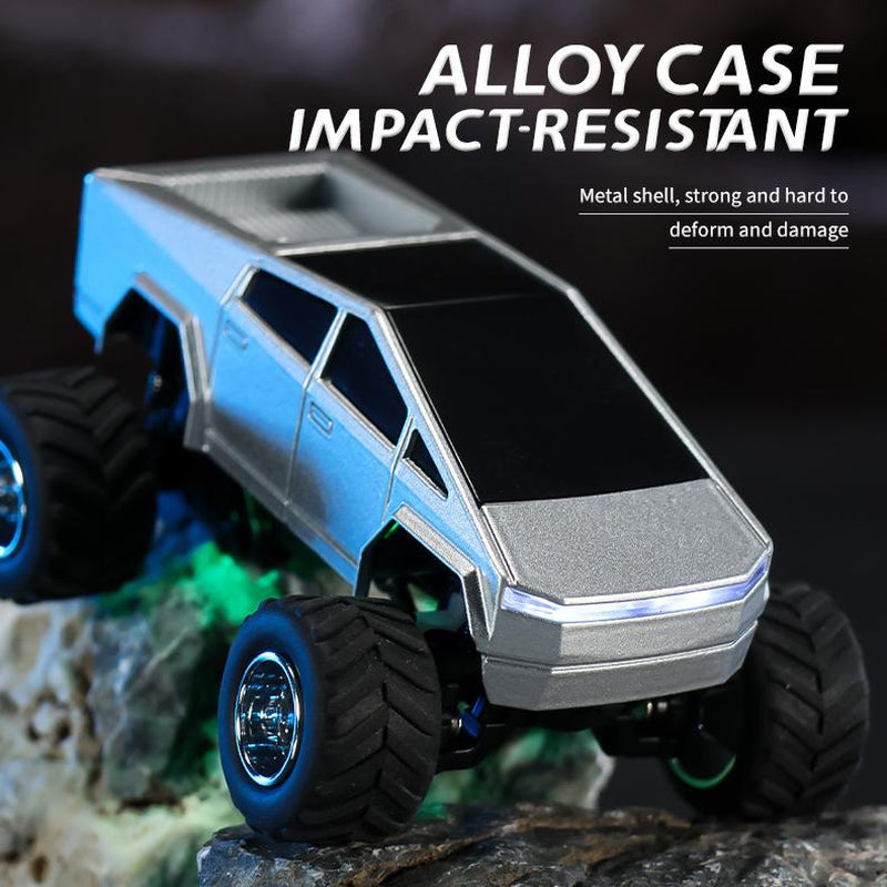 Unleash Adventure with the HOTFREE 1/64 Mini RC Monster Cybertruck – All-Terrain Metal Off-Road Pickup with Trailer | Enjoy 2.4Ghz Remote & App Control | USB-C Rechargeable | Perfect Big Wheel Racing Toy for Kids, Boys, and Collectors